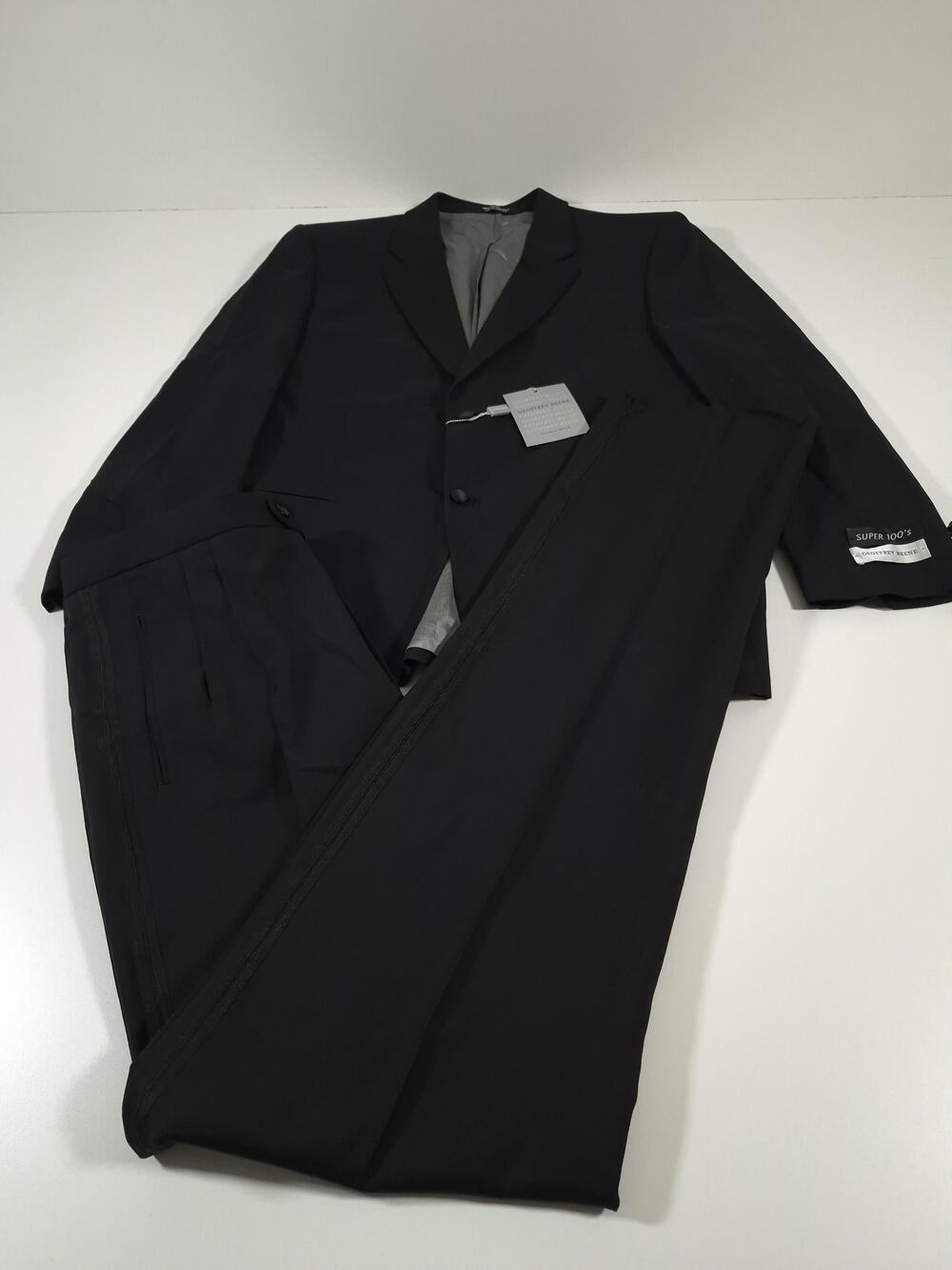 Geoffrey Beene Suit Mens 42S Black Wool Super 100s Tuxedo 2 Piece 36x36 NWT
